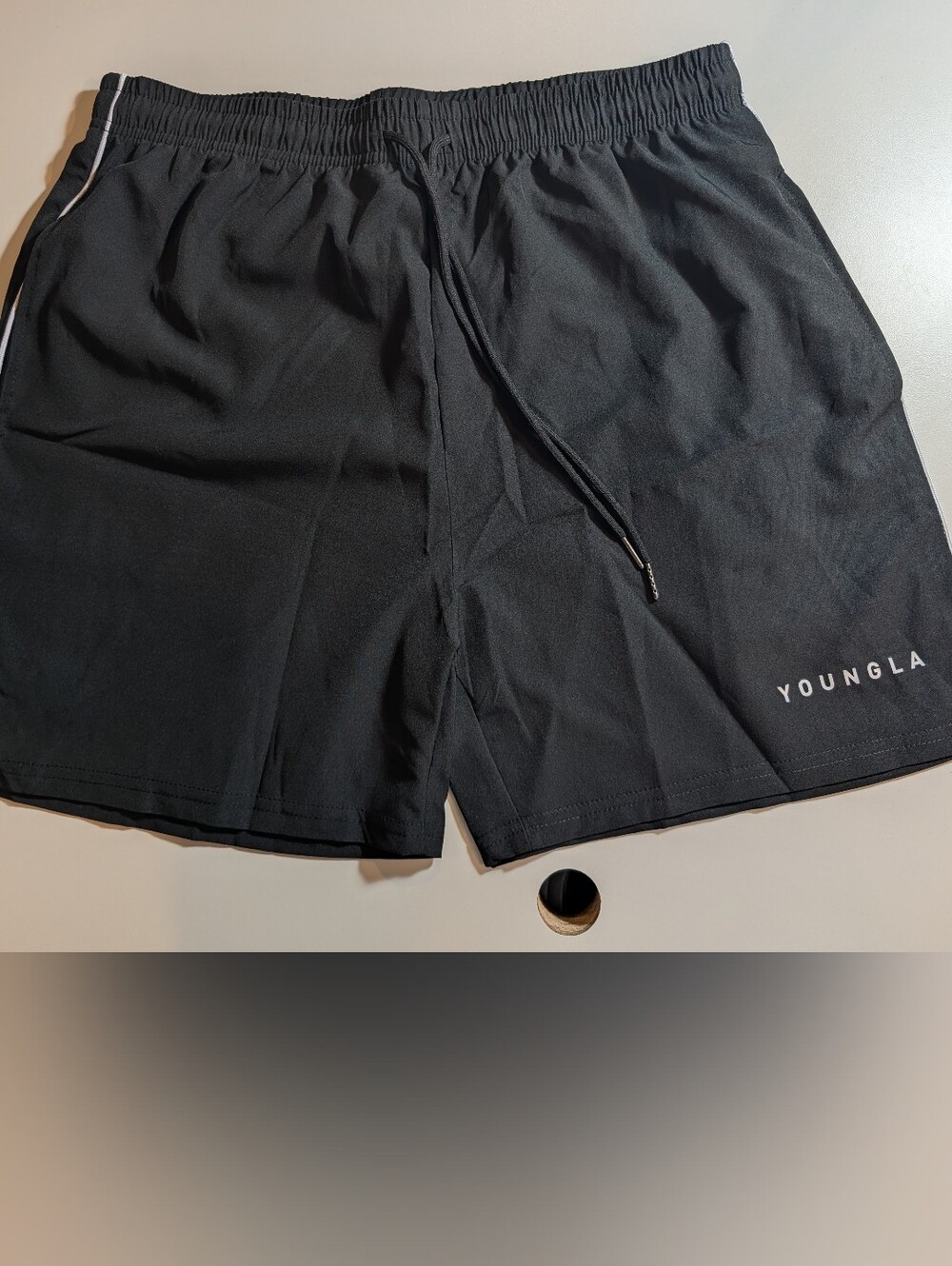 YoungLA Black Athletic Drawstring Shorts Mens L NWT